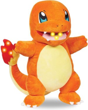 Pokemon Pokémon 10″ Flame Action Charmander Plush – Interactive w/Lights & Fire Sounds – Light Up Tail & Mouth w/Sound Effects & Voices – Officially Licensed Gift for Kids, Boys, Girls – Ages 4+