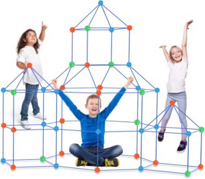 Fort Building Kit for Kids,155 Pcs STEM Construction Toys Indoor Outdoor, Educational Learning Gift for 3 4 5 6 7 8+ Years Old Boys and Girls, Ultimate Creative Set for DIY Castles Tunnels Play Tent
