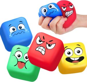 Stress Balls Fidget Toys for Kids: 4 Pack Squeeze Stress Cube for Anxiety Relief – Slow Rising Squishy Ball Sensory Fidget Toys for Kids Adults Autism, Gifts Christmas Stocking Stuffers for Kids