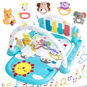 Baby Play Gym Mats, Funny Play Piano Gym with Music and Lights, Baby Gyms Play Mats for Sensory Exploration and Motor Skill Development, Musical Activity Center for Infants Toddlers