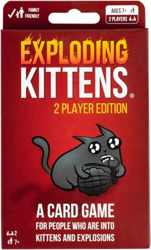 Exploding Kittens Original 2 Player Edition – Hilarious Games for Family Game Night – Funny Card Games for Ages 7 and Up – 56 Cards