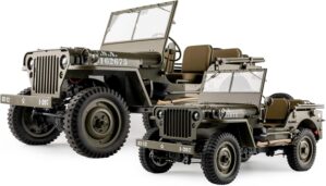 WOWRC RocHobby 1/6 1941 MB Scaler RC Car, 4×4 Hobby Grade RC Car Mini RC Rock Crawler Military, 2.4Ghz RC Truck with 550 Brushed Motor, LED Lights for Adults Without Battery and Charger