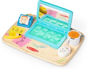 Melissa & Doug Wooden Work & Play Desktop Activity Board Infant and Toddler Sensory Toy – FSC Certified