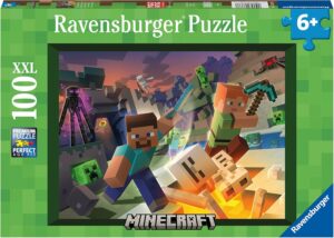Ravensburger Monster Minecraft 100 Piece Puzzle for Kids | Engaging Imagery | Durable XXL Pieces | Easy to Clean Matte Finish | Ideal for Ages 6-8