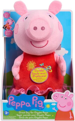 Just Play Peppa Pig Great Day for Giggles Peppa 9-inch Plush with Music and Sound, Giggles and Snorts, Kids Toys for Ages 3 Up