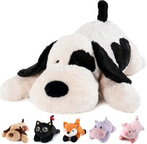 meowtastic Black & White Dog Weighted Stuffed Animals – 22 Inch 4.5 Pounds Weighted Plush Dog Stuffed Animals – Big Stuffed Dog Plush Pillow – Cute Plush Toys Gifts for Kids & Adults (22″ 4.5 lbs)