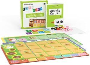 Matatalab Activity Box for The Tale-Bot Pro Coding Robot Set, 6 Double-Sided Interactive Cards with 10 Themes, 98 Stickers, 32 Command Cards, Educational STEM Games for Children Aged 3-6