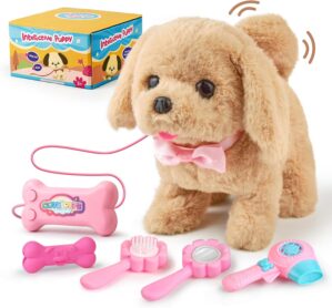 Walking and Barking Puppy Dog Toy with Remote Control Electronic Plush Puppy Dog Toy,Interactive Dog Toy for Toddlers,Gift for Girls Grandchildren