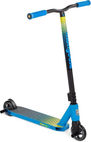 Mongoose Rise Freestyle Stunt Trick Scooter, For Kids Youth Adult Men Women Ages 8 Up, Lightweight Alloy Deck & Heavy-Duty Frame Up to 220 lbs., Bike-Style Grip, T-Bar Handlebar and High Impact Wheels