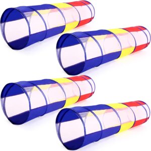 4 Pcs Multicolored Play Tunnel for Kids Crawl and Explore Tent 6ft Pop up Baby Crawl Play Tunnel with See Through Mesh Sides for Pet Toddler Indoor Outdoor Crawling Through Tunnel Game