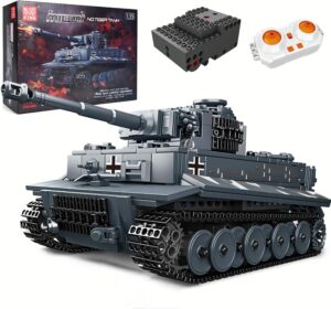 Mould King 20014 Tiger Tank Building Blocks Toy, MOC Technology Tiger Tank, Military Vehicle Model Construction Blocks Toys with with Remote Controller