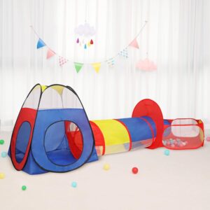 LimitlessFunN 3pc Pop Up Kids Play Tent, Crawl Tunnel, Ball Pit | Includes Carrying Case |, Children Indoor Playhouse for Baby, Toddlers, Boys & Girls, 47″ D x 126″ W x 34″ H