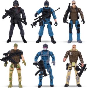 AMOR PRESENT 6PCS Army Men Soldiers, Special Force Action Figure with Weapon Military Soldier Playset Army Toy Set for Kids Boys Birthday Gift