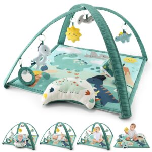 The Peanutshell Unisex Baby Play Gym & 7-in-1 Play Mat – Playmat Baby Toys 0-6, 6-12 Months Tummy Time Mat with Hanging Toys, Soft Padded Mat for Newborns, Infants – Dino