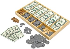 Melissa & Doug Play Money Set – Educational Toy With Paper Bills and Plastic Coins (50 of Each Denomination) and Wooden Cash Drawer for Storage
