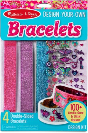Melissa & Doug Design-Your-Own Bracelets With 100+ Sparkle Gem and Glitter Stickers – Kids Snap Bracelets, Jewelry Crafts For Kids Ages 4+