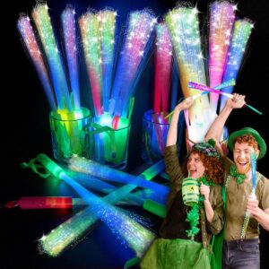 SHQDD28 PCS Glow Fiber Wands Sticks, New Year Party Favors,LED Light Wands,Glow in The Dark Party Supplies,Fiber Optic Wands,LED Flashing Sticks,Fiber Optic Light Wand Stick for Party,Wedding Favors