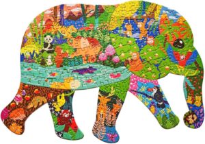Puzzles for Kids Ages 4-8,8-10 and Adults, Elephant Animal Shaped Jigsaw Puzzles 200 Pieces for Wall Home Decor