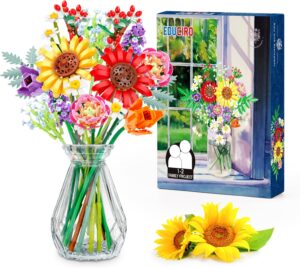 Wildflower Flowers Bouquet Building Set, Sunflower Flower Botanical Collection Building Toys for Adults And Kids, Home Decor Gift for Mother’s Day, Valentine Day, Birthday, Christmas Day – 976PCS