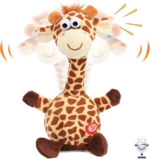 Hopearl Talking Giraffe Repeats What You Say Shaking Head Electric Interactive Animated Toy Talking Plush Buddy Birthday Party for Toddlers 24cm