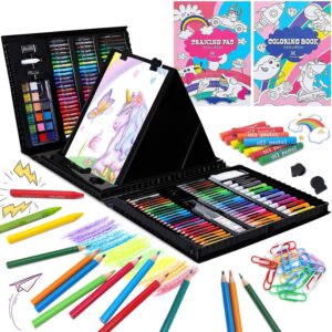 Art Supplies Kit, 276 PCS Art Set for Kids, Art Kits, Art Drawing Kit with Double Sided Trifold Easel Box with Oil Pastels, Crayons, Colored Pencils, Paint Brush, Watercolor Cakes