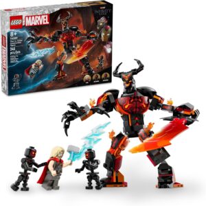 LEGO Marvel Thor vs. Surtur Construction Figure, Buildable Thor Super Hero Toy for Kids, Marvel Action Figure Playset with 3 Minifigures, Marvel Gift for Boys and Girls Ages 8 and Up, 76289