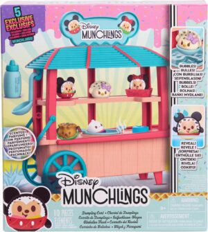 Just Play Disney Munchlings Dumpling Cart, 11-Piece Color Change Figure Playset, 1-inch Collectible Scented Figurines, Kids Toys for Ages 3 Up, Amazon Exclusive