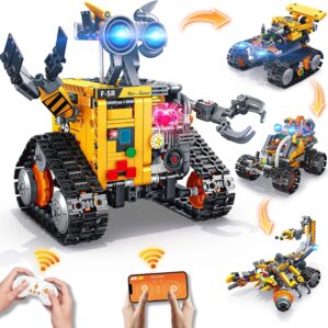 Robot Toys Building Set for Kids and Adults, Rechargeable 4-in-1 Remote & APP Controlled RC Wall Robotics Kit STEM Toys, Christmas Birthday Gifts for Boys Ages 6 7 8-12 (588 Pcs)