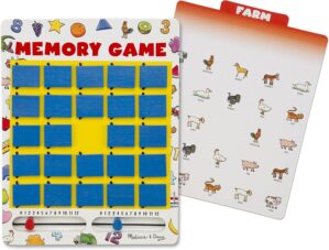 Melissa & Doug Flip to Win Travel Memory Game – Wooden Game Board, 7 Double-Sided Cards