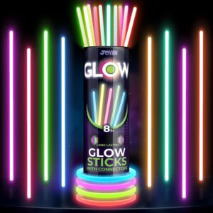 JOYIN 100 Pcs Glow Sticks Bulk 8″ Glowsticks, Glow Stick Bracelets Necklaces, Glow in the Dark Party Favors, Easter, Christmas, Halloween Party Supplies Pack, Football Party Supplies