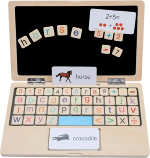 Toddler Toys 11.8″ My First Laptop , Magnetic and Drawing Board Toy for Boys and Girls, Pretend Play Montessori Toys,, Learning and Educational Toys for 3 4 5 6 7 8 Year Old Kids