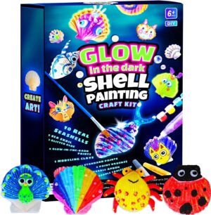 EPUMP Shell Painting Kit for Kids – Glow in The Dark Arts and Crafts for Boys Girls Kids Ages 6-12, Kids Crafts 8-12, Art Supplies, Creative Arts and Crafts Toys Christmas Birthday Party Gifts
