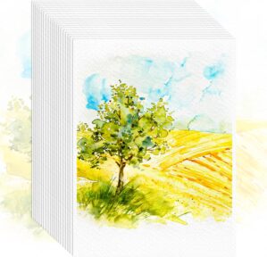 64 Sheets Watercolor Paper, 5″x7″ Water Color Paper, 140lb/300gsm Artist Sketch Easel Acrylic Painting Loose Drawing Paper Bulk, Art Supplies for Kids Child Adults, Watercolors, Watercolor Paint Set