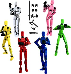 (Assembly Completed) 6 Packs T13 Action Figure, Dummy 13 3D Printed Action Figure Toy Gifts for Kids, Robot 13 Action Figure Full Body Mechanical Doll Christmas Birthday Gift for Boys Girls