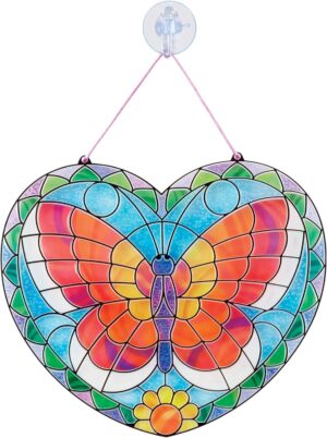 Melissa & Doug Stained Glass Made Easy Activity Kit: Butterfly – 140+ Stickers – Kids Sticker Stained Glass Craft Kit; Sun Catchers For Kids Ages 5+