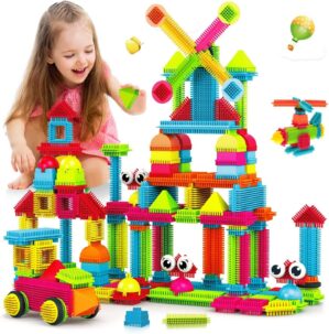 Contixo ST5 Bristle Shape 3D Tile STEM & STEAM Building Set 144 Pcs Educational Construction Blocks for Kids Ages 3-8, Creative Stacking, Hands-On Learning, Safe & Durable Design, Imaginative Play