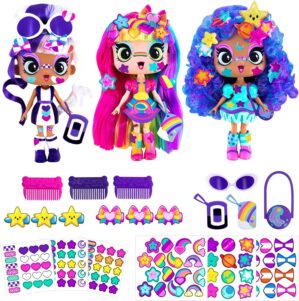 DECORA GIRLZ 5″ Dolls -3 Pack A – Decora, London and Celestia | Fashion Dolls for Ages 4 and Up | Surprise Birthday Gift for Children | Set of Doll Clothes, Stickers, Dolls & Accessories