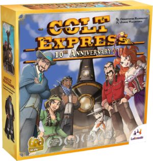 Colt Express: 10th Anniversary – Strategy Board Game, Wild West Train Robbery Adventure Game, 3D Train, Ages 10+, 2-3 Players, 40 Min