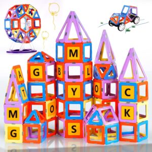 MAGBLOCK Magnetic Building Toys Set 120 Pcs Gift for 3 Year Old Boys and Girls, Magnet Learning Toys for Toddler Games with Wheels Building Blocks for Kids