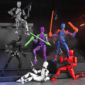 T13 Action Figure Set, 6PCS T 13 Robot Action Figure Titan 13 3D Printed Toys Articulated, for Modeling Enthusiasts Etc Birthday Gifts & Children’s Day Gifts for Kids 3-8 Years Old（Assembly Required）