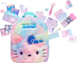 REAL LITTLES – Hello Kitty 50th Anniversary Big Backpack, Hello Kitty and Friends, Backpacks with 20 Hello Kitty Working Collectible Surprises Inside! 7.09w x 3.15d x 9.25h Inches