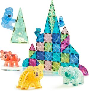 MiDeer Animal Magnetic Tiles 40 Pcs, Magnetic Building Blocks for Toddler 3-5, Educational Stack Tile Construction Magnet Block STEM Learning Toy for Kids Age 3-5 4-8