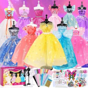 YEETIN Fashion Designer Kits for Girls Ages 6+, 800+Pcs Kids Sewing Kits, Arts & Crafts Set, Doll Clothes Making, Learn to Sew Gifts for Birthday