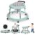 Baby Walker Foldable with 9 Adjustable Heights, Baby Walkers and Activity Center for Boys Girls Babies 6-12 Months, Baby Walker and Bouncer Combo with Wheels Portable Anti-Rollover