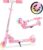 Scooter for Kids Ages 3-12 – Kids Kick Scooters with Led Light Up Wheels & 3 Levels Adjustable Handlebar, Lightweight Foldable 2 Wheel Girly Pink Scooter Christmas Birthday for Girls Boys.