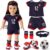 18-inch Girl Doll Clothes Accessories – Team USA 6 Piece Soccer Uniform Clothing Includes Headband,Shirt,Shorts, Socks,Shoes and Football Fits 18″ Dolls