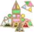 Agirlgle Wood Building Blocks Set for Kids 24 Pcs Rainbow Stacker Stacking Game Construction Toys Set Preschool Colorful Learning Educational Toys – Geometry Wooden Blocks for Boys & Girls