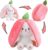 MIAODAM Bunny Stuffed Animal Reversible Cuddle Bunny Stuffed,Strawberry Bunny Transformed Rabbit Plush Zipper,Carrot That Turns Into Ears Bunnies Plushies Toy Cute Stuffy Doll Easter Girlfriend Gift