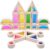 Wooden Building Blocks Set 24pcs, Wooden Blocks for Toddlers, Rainbow Sensory Toys, Wooden Toys, Preschool Wooden Stacking Toy for Kids