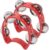 Pack of 2 Plastic Percussion Handheld Tambourines with 4 Jingle Bells, Red Mini Hand Bell Percussion, Musical Rhythm Instruments for Kids, Adults, School and Party